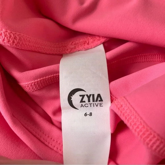 ZYIA ACTIVE Neon Coral Flower Power Lux High Rise Leggings Pink Size 6/8 - Picture 9 of 10